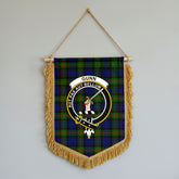 Gunn Modern Tartan Crest Wall Hanging Banner - Wood Pole